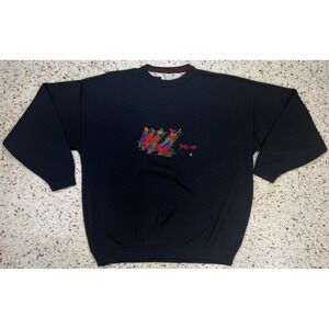 State Of Art Knitwear Vintage Multicolored Men's Embroidered Golf Sweater Size L